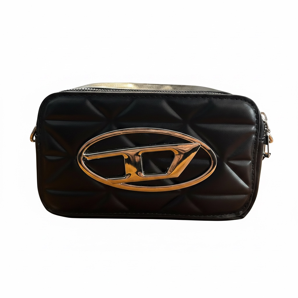 Diesel Quilted Crossbody Bag (Black)